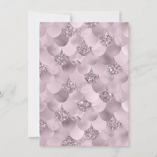 Invitation Mermaid Tail Mauve | Dusty Rose rose Faux Shimmer (Dos)