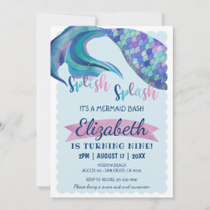 Invitation Mermaid Tail Parties scintillant Arrière - plan fê