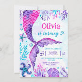 Invitation Mermaid Tail Pool Party Photo Anniversaire (Devant)