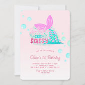 Invitation Mermaid Tail rose arc-en-ciel 1er anniversaire (Devant)