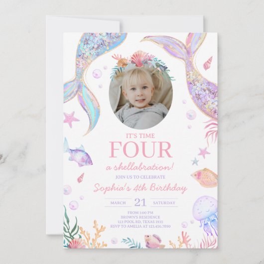 Invitation Mermaid Tail Sea Birmingham Party (Devant)