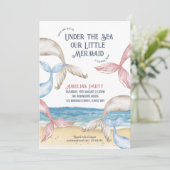 Invitation Mermaid Tails Beach Party Anniversaire (Debout devant)