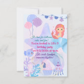 Invitation Mermaid Thème Anniversaire Bash (Devant)
