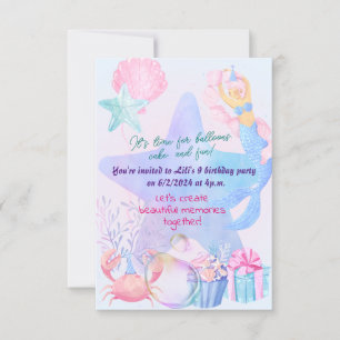 Invitation Mermaid Thème Anniversaire Bash