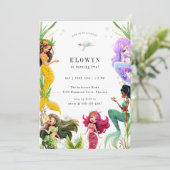 Invitation Mermaid Thème fête d'anniversaire (Debout devant)