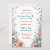 Invitation Mermaid Thème Floral Baby shower de fille (Dos)
