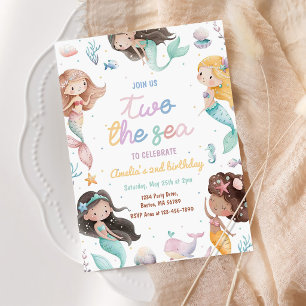 Invitation Mermaid Two la fille de la mer 2ème deuxième anniv
