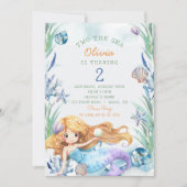 Invitation Mermaid Two The Sea 2e fête d'anniversaire (Devant)