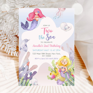Invitation Mermaid Two The Sea 2e fête d'anniversaire