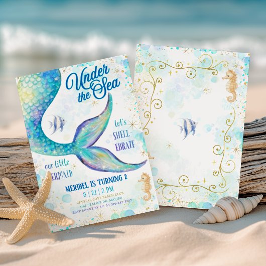 Invitation Mermaid Under the Sea Birthday 