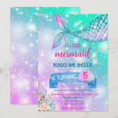 Invitation Mermaid Under The Sea Birthday (Devant / Derrière)
