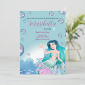 Invitation Mermaid Under The Sea Birthday Party (Debout devant)