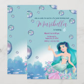 Invitation Mermaid Under The Sea Birthday Party (Devant / Derrière)