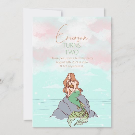 Invitation Mermaid Under the Sea Fairy tale Anniversaire (Devant)