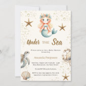 Invitation Mermaid Under the sea ocean animals Baby Shower (Devant)