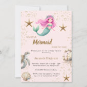 Invitation Mermaid Under the sea ocean animals Baby Shower (Devant)
