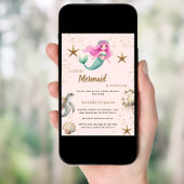 Invitation Mermaid Under the sea ocean animals Baby Shower