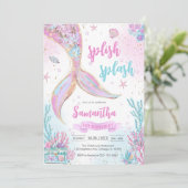 Invitation Mermaid Under the Sea Splish Splash Birthday (Debout devant)