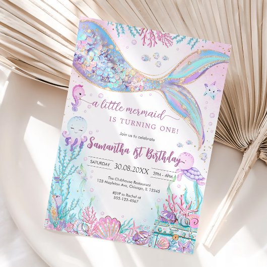 Invitation Mermaid Under the Sea Splish Splash Birthday