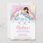 Invitation Mermaid Unicorn 1er fête d'anniversaire (Devant)