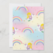 Invitation Mermaid Unicorn Beach Party Anniversaire Blond (Dos)