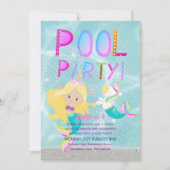 Invitation Mermaid Unicorn PISCINE Party Parties scintillant  (Devant)