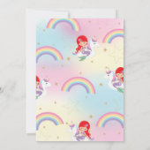 Invitation Mermaid Unicorn Pool Party Anniversaire Red Hair G (Dos)