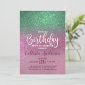 Invitation Mermaid vert rose triple Parties scintillant Ombre (Debout devant)