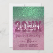 Invitation Mermaid vert rose triple Parties scintillant Ombre (Devant)