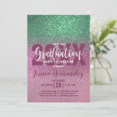 Invitation Mermaid vert rose triple Parties scintillant Ombre (Debout devant)