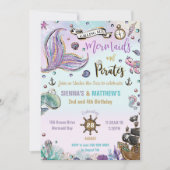 Invitation Mermaids et Pirates Anniversaire conjoint sous la (Devant)