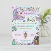 Invitation Mermaids et Pirates Anniversaire conjoint sous la (Debout devant)