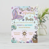 Invitation Mermaids et Pirates Jumeaux Anniversaire sous la m (Debout devant)