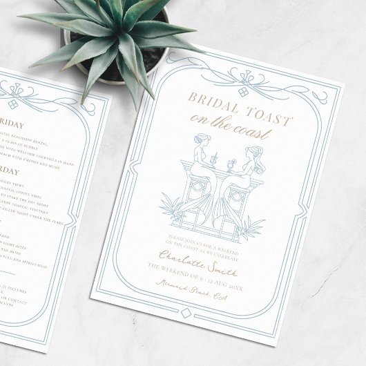 Invitation Mermaids & Martinis Bachelorette Côtière