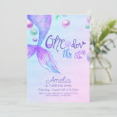 Invitation Mermaids Queue au bord de la mer 1er anniversaire (Debout devant)