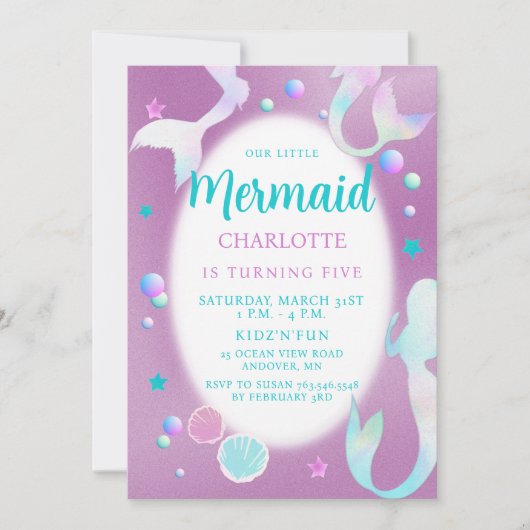 Invitation Mermaids Rainbow Iridescente Parties scintillant A (Devant)