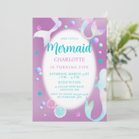 Invitation Mermaids Rainbow Iridescente Parties scintillant A (Debout devant)