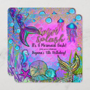 Invitation Mermaids & Sea Shells sous la mer Anniversaire