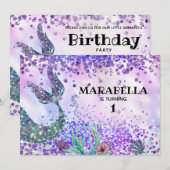 Invitation *~* Mermaid's Tail - Rainbow Birthday Party (Devant / Derrière)