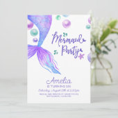 Invitation Mermaids traîne sous la mer fête d'anniversaire (Debout devant)