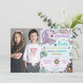 Invitation Mermaitres et pirates Joint Bird Ocean Photo (Debout devant)