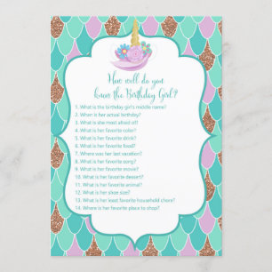 Invitation Mermicorn Birthday Girl Game 5x7" Taille Invitatio