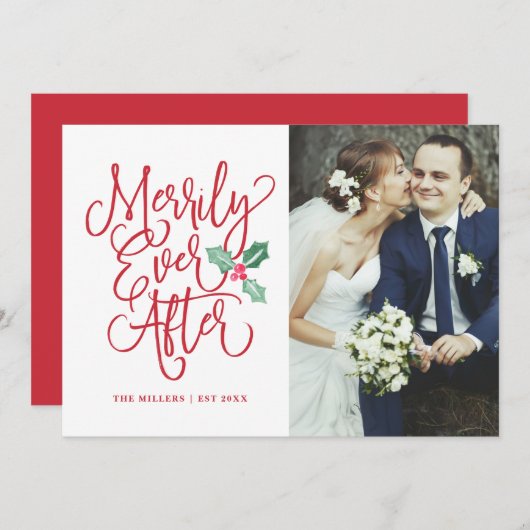 Invitation Merrily Ever After Mariage Vacances/Faire Part de (Devant / Derrière)