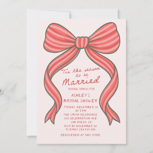 Invitation Merry and Bride Hand Drawn Christmas Bridal Shower (Devant)
