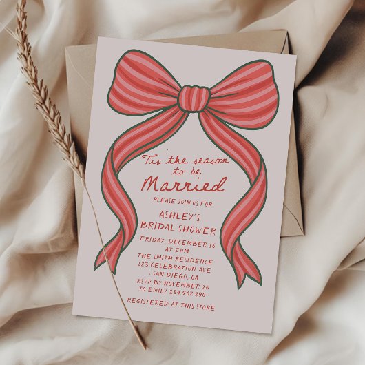 Invitation Merry and Bride Hand Drawn Christmas Bridal Shower