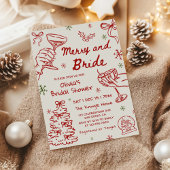 Invitation Merry and Bride Hand Drawn Christmas Bridal Shower
