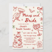 Invitation Merry and Bride Hand Drawn Christmas Bridal Shower (Devant)