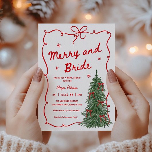 Invitation Merry and Bride Whimsical Holiday Bridal Shower