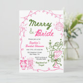 Invitation Merry & Bride Hand Drawn Christmas Bridal Shower (Debout devant)