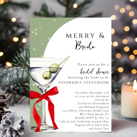 Invitation Merry & Bride Martini Christmas Bridal Shower